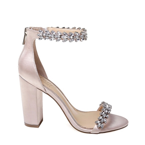 Jewel Badgley Mischka Mayra like brand new champagne satin size 8 wedding prom - Picture 12 of 13